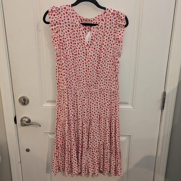 Cath Kidston Strawberry Pink Print Midi Dress - Picture 1 of 2